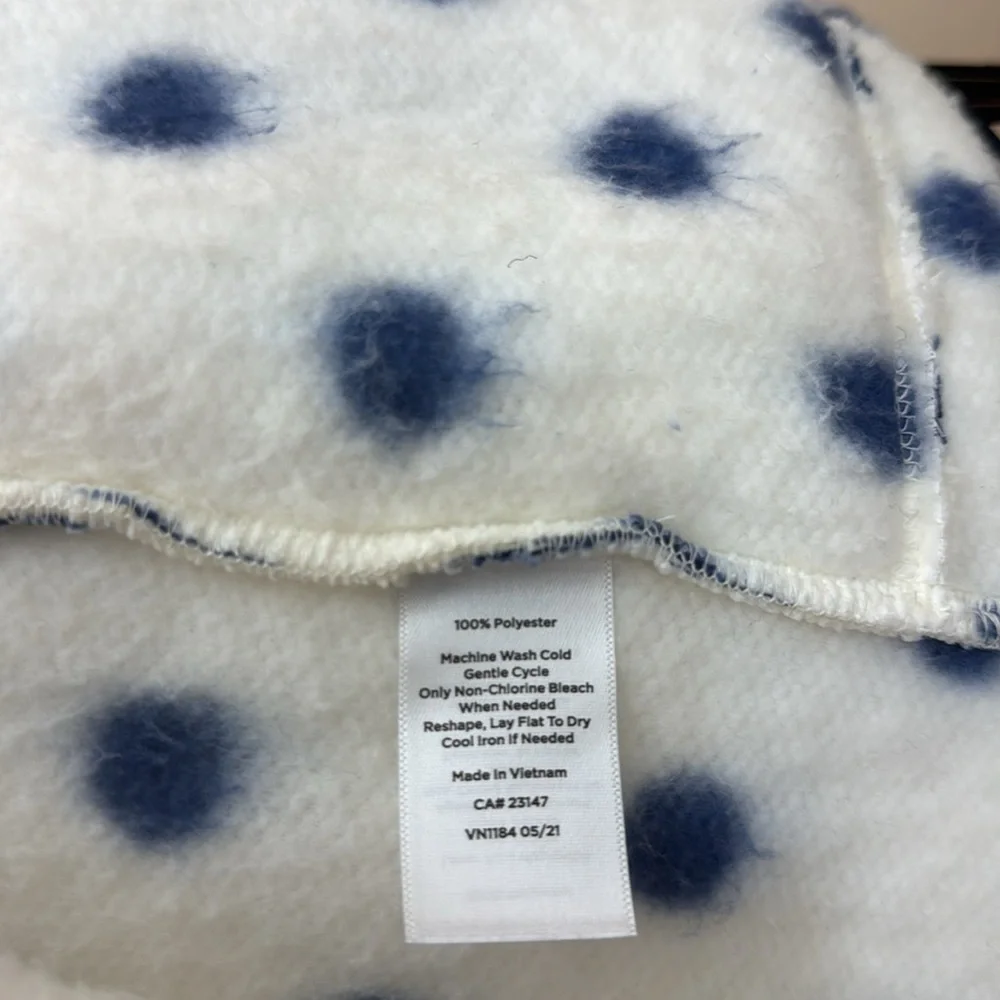 T by Talbots White with Blue Polka Dots Cozy Zippered Jacket - Picture 8 of 10